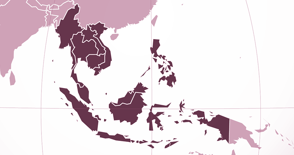 Map with the countries of Southeast Asia